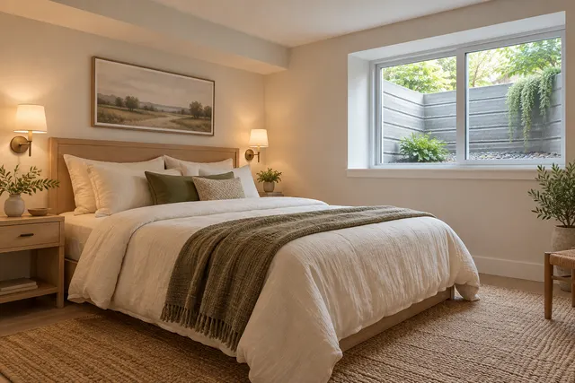 Design inspiration: guest bedroom with a large window and exterior window well