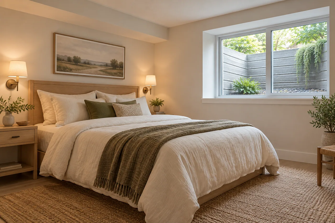 Design inspiration: guest bedroom with a large window and exterior window well